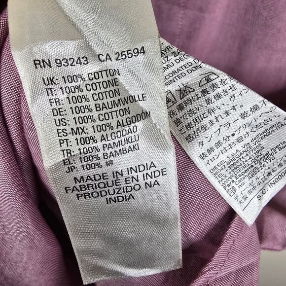 Diesel Mens Short Sleeve Embroidered Logo Button Down Shirt Small - Picture 7 of 7